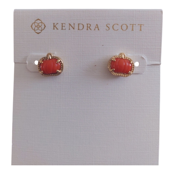 NWOB Kendra Scott Gold Necklace And Earring Pumpkin Set - Picture 8 of 10